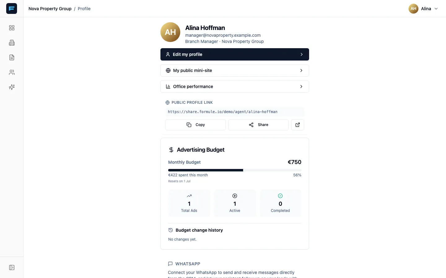 Your profile page
